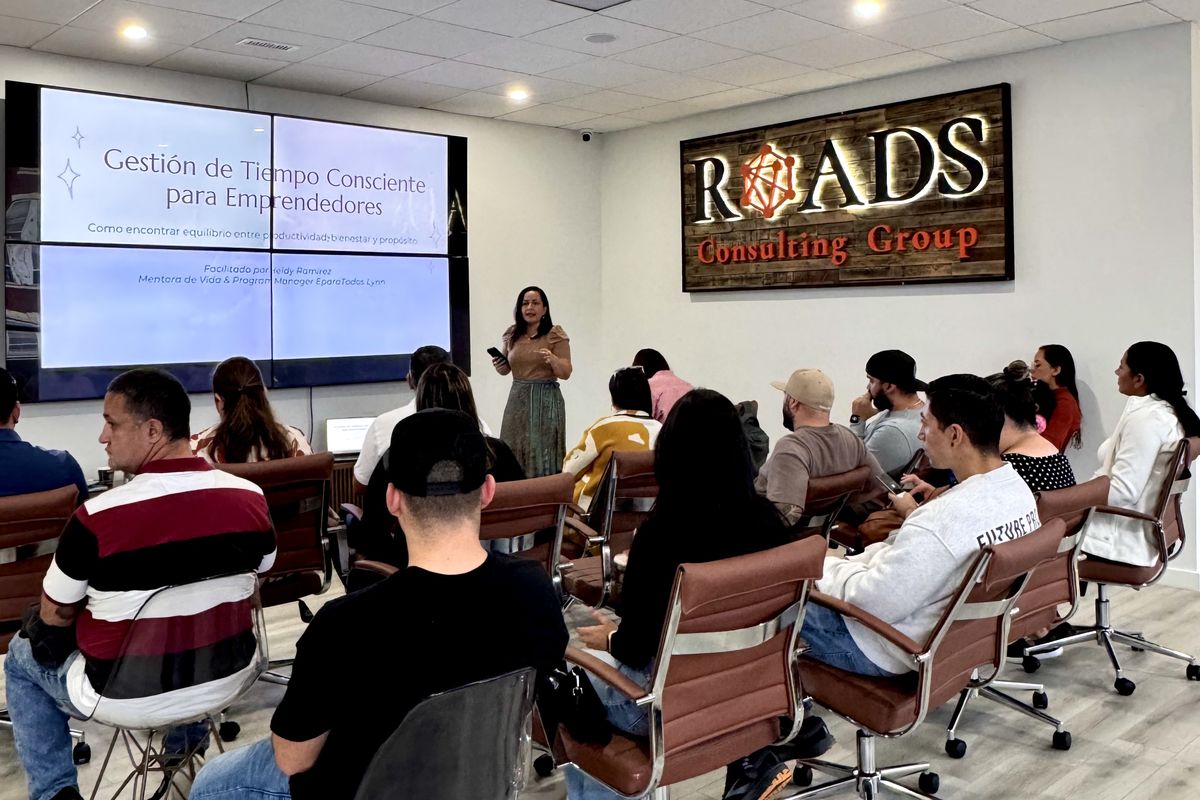 Entrepreneurs at a free Roads business workshop in East Boston